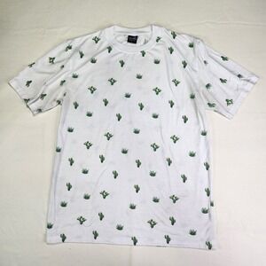 Molokai Surf Co Cactus Print T Shirt White Green Yellow Size L